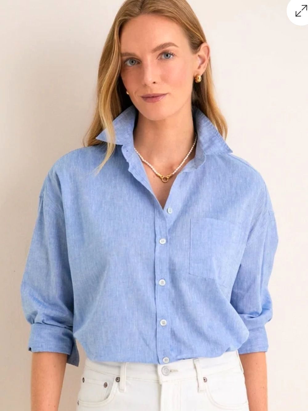 POMANDER PLACE Beautiful Chambray Longer Back Button Down Shirt M NWT!!